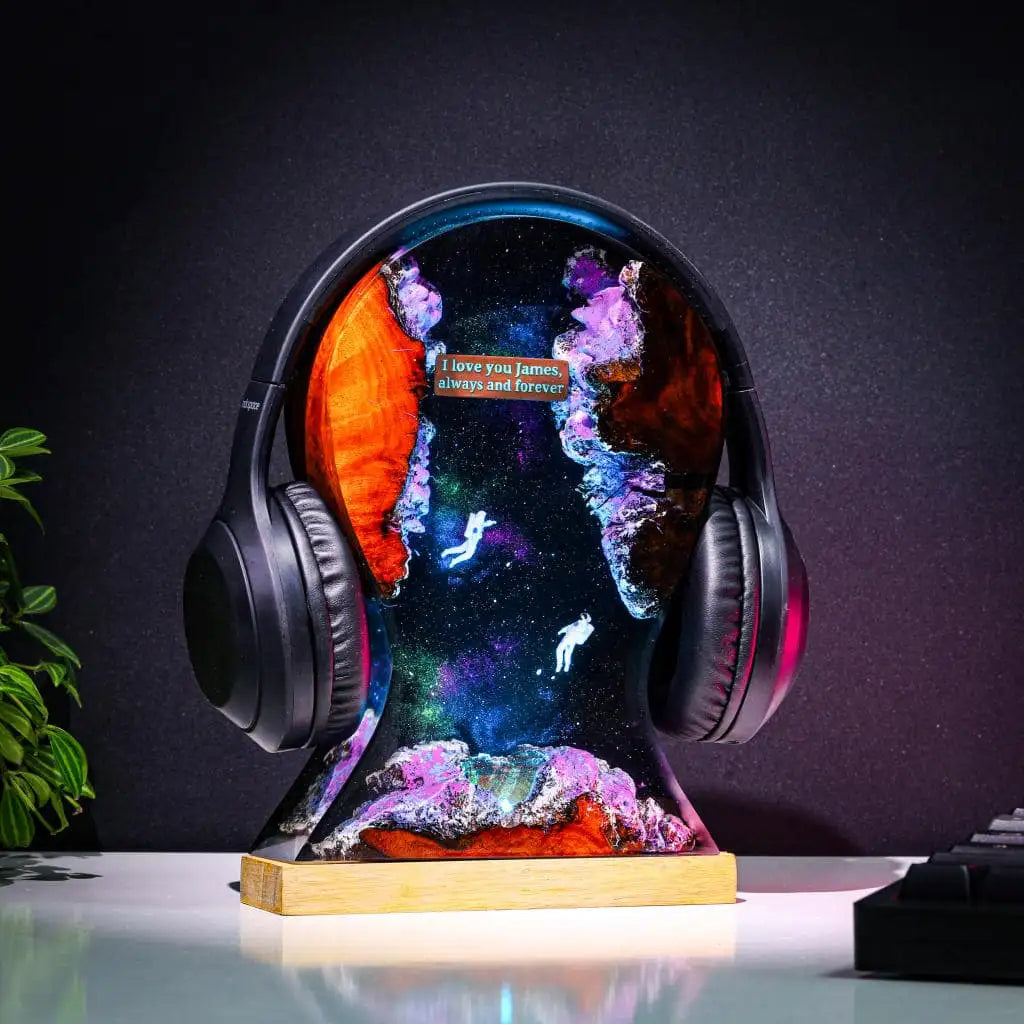 Custom Galaxy Headphone Stand Epoxy Resin Lamp, Night Light