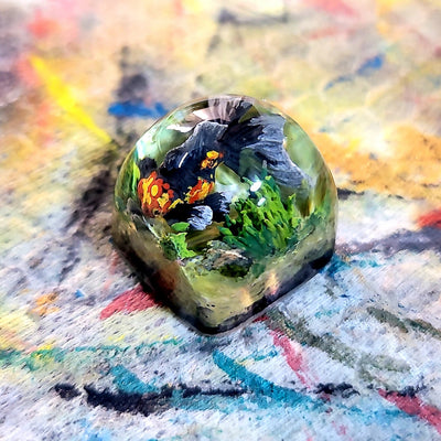 Black Gold Fish Artisan Keycaps Epoxy Resin